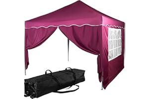 INSTENT Pavillon 3 x 3 m Basic wasserdicht UV Schutz 50+, rot mit 2 Seitenteilen