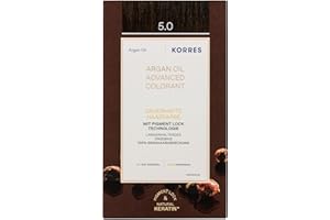 ‎KORRES KORRES Argan Oil Colorant – ammoniakfreie Haarfarbe Hellbraun 5.0 – mit Bio-Arganöl, 100% Grauhaarabdeckung & vegan für ein langanhaltendes Farbergebnis