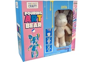 RMS INTERNATIONAL Craft Hub Marble Bear Creative Marble Pouring Kit Design/Paint Your Own Bear Childrens Kids Art & Craft (Pastel Edition)