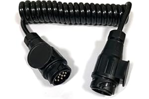 ‎JVJ JVJ Spiralkabel 13 Polig Anhänger Verlängerungskabel Stecker 3M 13-13 polig 13-polig auf 13- polig Anhängerkabel Adapterkable für PKW RV Wohnmobil Traktor Wohnwagen KFZ Caravan