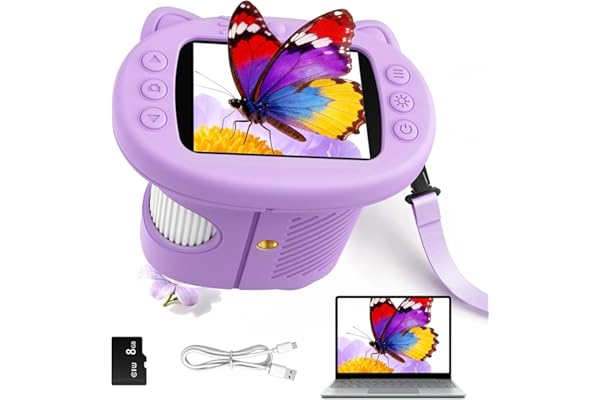 Yidoroye Microscope Enfant, 1000X Microscope Numérique pour Enfants, 2.4" Écran Portable Microscope de Poche, Jouets Sciences Éducatives, pour Les Filles de 3 4 5 6 7 8 9 10 Ans (Violet)