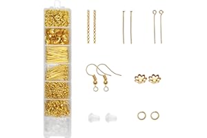 NICELAND Fabrication Bijoux Kit 520 pièces Doré Métal Boucles d'oreilles Des Bijoux Starter Kit Fournitures de Fabrication de Bijoux pour La la Réparation de Boucles D'oreilles Bricolage