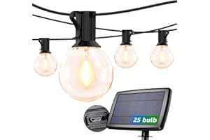 Lepro Catena Luminosa Esterno Solare,Luci da Esterno Giardino Solare/USB Ricaricabile,Luci Solari da Giardino 4 Modalità di Illuminazione,7.6M 25+1 Lampadine LED per Campeggio, Balcone, Feste, Gazebo