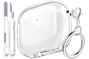 MHYALUDO Custodia compatibile con AirPods 4 generazione 2024, antiurto, morbida TPU anti-ingiallimento, compatibile con AirPods 4 Custodia con kit di pulizia e graziosa fibbia rotonda,Bianco