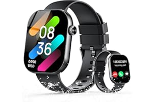 POOUNUR Montre Connectée Homme Femmes avec Appel Bluetooth, 2.01" Smartwatch avec 110+ Sportifs, Etanche IP68 Montre Sport, Moniteur Sommeil/Cardiofrequencemetre/Podomètre, Montre Connecteet pour iOS Android