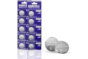 KINGCELL CR2450 Lithium 3V Coin Battery (10 Pack) - 70% Extra Life & Leakproof Design & Child Safe - For Key Fobs, Home Devices, Scales, Temperature Sensors - 10 Year Shelf Life Guaranteed