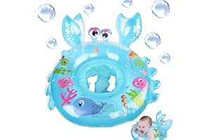 Gxhong Baby Schwimmring, Krabben Schwimmring,Schwimmhife Schwimmschwimmer, aufblasbarer Poolring, Baby Poolspielzeug, Baby Schwimmhilfen mit Schwimmsitz PVC für Kleinkind 6 Monate bis 48 Monate,Blau