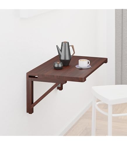 Tavolo Pieghevole A Parete 90x50cm - Scrivania Salvaspazio In Legno Di Pino Per Cucina O Ufficio - Foto 9