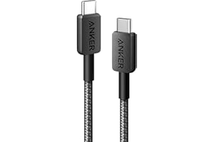 Anker 322 USB-C to USB-C Cable 6 fT USB C Charger Cable for MacBook Pro 2020, iPad Pro 2020, Switch, Samsung Galaxy S23 Plus, S24, S25 Plus + (Black) 18 months Local Warranty