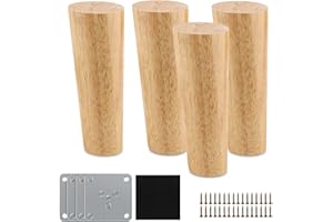 SITAYAKUMA Patas para Muebles de Madera, 4 Piezas Cónicas para Sofá, Mesa, Cama, Armario, Sillón - 12cm Cilindro Con Placas de Montaje y Tornillos