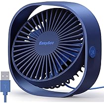 Punoge RGB Tischventilator USB - 3 Geschwindigkeiten 360° Drehbar Bunte LED