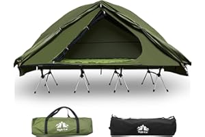 Night Cat 1 Man Tent Waterproof: Elevated Tent with Camp Bed for Travelling Hiking in Desert Grass Muddy Ground