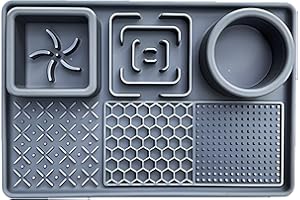 Peticularz® Tapis anti-fuite en silicone gris avec ventouses pour chiens et chats - Tapis de nourriture pour chat et friandises pour chien