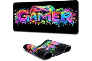Simpkeely GAMER Mouse Pad, Blacklight Colorful Gaming Skull Skeleton Waterproof Extended Large Desk Pad UV Long Computer Keyboard Gamepad with 3mm Non-Slip Rubber Base for Office Home - 80 x 30 cm