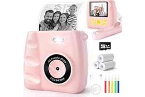 Riokko Kinderkamera Sofortbildkamera, Sofortbildkamera Kinder 2,4 Zoll Bildschirm 1080P Videokamera Kamera Kinder Sofortdruck mit 32GB Karte & 3 Rollen Druckpapier Geschenk für Kinder 3-12 Jahren