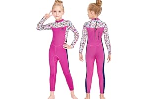 Gogokids Girls Wetsuit Kids Neoprene Swimsuit - Children Rash Guard One Piece Swimwear 2.5mm Diving Snorkelling Suit UV 50+ Sun Protection