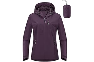 Outdoor Ventures Women's Waterproof Jackets Ladies Lightweight Windproof Packable Rain Jacket Raincoat Outdoor Windproof Running Golf Cycling Softshell Jacket with Hood