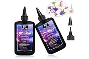 VIDAROSA Résine UV VIDA ROSA 500g - 2 pièces Cristal Clair Amélioré, Faible Odeur, Résine Époxy de Durcissement Ultraviolet Dur Pour la Fabrication de Bijoux, Pendentifs d'Art, Bracelets, Coulée & Revêtement