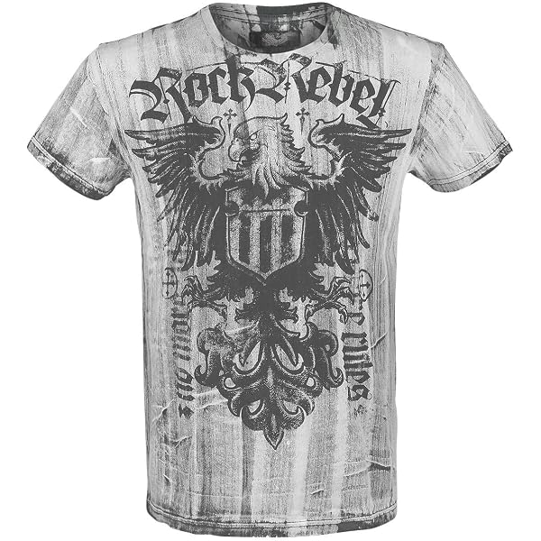 Rock Rebel By EMP T-Shirt Uomo Verde Con Stampa Flock - Abbigliamento Rock, Girocollo, 100% Cotone