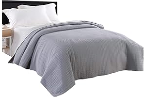 ‎LANEETAL Laneetal 0180008, Tagesdecke Bettüberwurf Steppdecke Patchwork Flanelle Wendedesign Kariert, Bettdecke Stepp Decke Doppelbett unterfüttert und Gesteppt, Grau-Hellgrau Patchwork, 220x240 cm