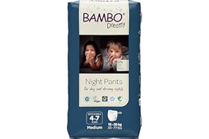 ‎BAMBO NATURE Bambo Dreamy Windelhöschen für die Nacht, Größe Medium, (15–35 kg/33–77 Pfund), 10er Packung | Pull-up-Windeln für Kinder | Ultra-saugfähige Night Pants bei nächtlichem Einnässen