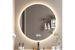 Bayt Rund Badrumsspegel med LED-Belysning – 60 cm Uplyst Badrumsspegel med Bakgrundsbelysning