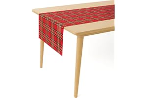 texpot Obrus szkocki w kratkę - Dostępne różne rozmiary, mieszanka poliestru, czerwony, 40 x 140 cm