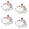 Ebun Heavy Gauge Stainless Steel Dinner Set | Copper Plated Hand Hammered Steel Thali Set | Stainless Steel Dinner Set for Kitchen | Thali Set for Dinner | Pack of 4 | 24 Pieces
