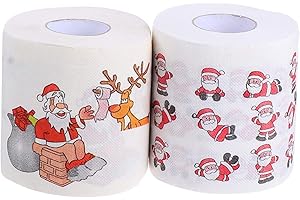 FAUNG 2 Rollen Lustige Weihnachten Toilettenpapier,Toilettenpapier Lustige Weihnachtsdekoration Santa Serviette,Merry Santa Claus Pattern Christmas Toilet Roll Paper Dekoratio.