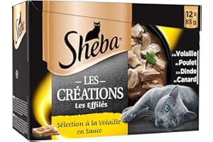 Sheba Les Créations pour chat adulte – Les Effilés – Sélection à la volaille en sauce – Nourriture humide pour chats – Sachets fraîcheur 48 x 85g