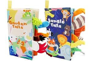 FenFang Książka materiałowa dla niemowląt, 2 sztuki, książeczka dla niemowląt, książka z uczuciami, dla dzieci w wieku 0-6 miesięcy, książeczka z obrazkami, książka z obrazkami, książka z szelestem