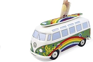 BRISA VW Collection - Volkswagen Savings Bank skarbonka z deską surfingową w stylu T1 Bus Samba (Love Bus/Green)