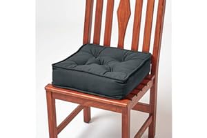 ‎HOMESCAPES Homescapes Dickes Sitzkissen dunkelgrau, Stuhlkissen 40x40 cm mit Bändern, Sitzerhöhung 10 cm, Matratzenkissen mit Baumwollbezug