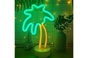 XRR Lampe LED néon, Cocotier Enseigne Lumineuse au Néon Veilleuse Nuit Signes USB/néon à piles Décoration Murale pour chambre d'enfant, salon, bar, fête, Noël, mariage