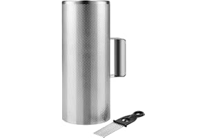 Flexzion Güiro de Metal con Rascador Acero Inoxidable, 5 pulgadas x 12 pulgadas, Cilindro Redondo, Mano Latina, Instrumento de Percusión, Bandas de Jazz, Conciertos, Actuaciones en Vivo