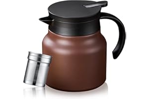 PARACITY Kaffeekanne/Teekanne Thermo mit Keramikeinsatz 800ml, Kleine Thermoskanne Travel mit Herausnehmbarer, mit Siebeinsatz für Heißgetränke, Doppelwandig isolierte Edelstahl