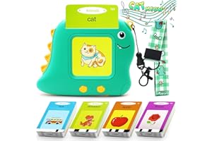 COZYBOMB Talking Flash Cards for Toddlers with Lanyard [Upgraded], Early Educational Toys for 3 4 5 6 Year Old Boys Girls Preschool Learning Machine with 224 Words Dinosaur Toys Easter Birthday Gift for Kids