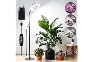Växtlampa för inomhusväxter, fullt spektrum LED-växtlampa med 3/9/12H timerbrytare, 10 dimbara nivåer, höjdjusterbar basväxtlampa för fröplantor, grönsaker, blommor, inomhusträdgård