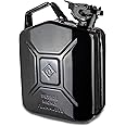 LavaRose 5L Metal petrol Jerry can for all fuels, easy transport fuel can, leak proof design with anti corrosion and locking pin, UN Certified petrol cans 5 litre ideal for chainsaw (5L Black)