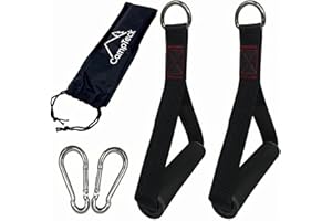 CampTeck Agarres Poleas Gym Máquinas de Cable, Accesorios para Gym Máquinas de Ejercicios, Agarraderas Gym (par) con Mosquetones y Bolsa de Transporte