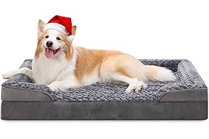 KSIIA Cuccia Cane Interno Grande Taglia, Divano per Cani Sfoderabile e Lavabile, Cuscino per Cani Ortopedica, Lettino per Cane con Fondo Antiscivolo, Grigio 105x70x18cm