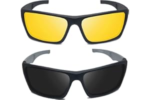 Anemxer® Combo of Night Driving HD Vision Glasses with Diamond Cut Design and Black Daytime UV400nm Sunglass for Men Women An