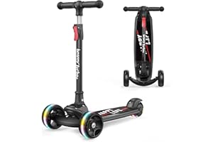 besrey Trottinette pour Enfants à 3 Roues, Trottinette Pliable pour Tout-Petits de 2 à 10 Ans avec lumière Clignotante LED, Trottinette silencieuse pour débutants, Guidon réglable