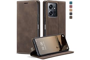 KZB Funda para Xiaomi Redmi Note 12 4G Cuero Premium Fundas con Tapa Libro Móvil Flip Case Protección Ranura Tarjeta Soporte Magnético Carcasa - Café