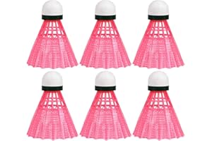 HUI JIN Plastic Badminton Ball Durable Sports Training Shuttlecocks Playing Balls Pink 6pcs