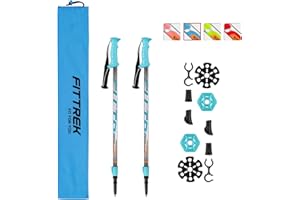 FitTrek Kids Trekking Poles - Hiking Poles - Walking Poles Telescopic - Lightweight Trekking Stick with Walking Poles Rubber Tips and Pole Bag, 1 Pair