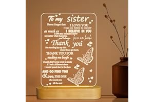 LIGHTZZ to My Sister Gifts,3D Night Light I Love You Sister LED Illusion Table Lamp for Girl Women Her Mother's Day Birthday Present, Acrylic