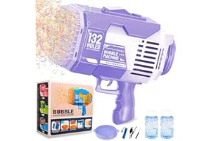 FONDUO Seifenblasenmaschinen Gatling Bubble Machine|Bubble Gun Automatische 2022 Pistole Spielzeug Prime mit LED 69 Löcher Spielzeug Pistole für Kinder Erwachsene Frauen Mädchen (Violett-A), ZDT-0721