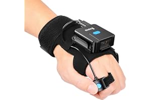 Eyoyo Skaner kodów QR do noszenia, skaner kodów kreskowych Bluetooth z pierścieniem na palec, lewa i prawa ręka, przenośny bezprzewodowy czytnik kodów kreskowych do książek kompatybilny z iPhone'em,