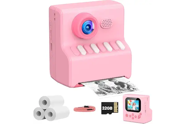 Camara de Fotos Instantaneas Niños: HODDRCCN 40MP Camara Fotos Infantil Instantanea Rosa - Incluye Tarjeta de 32G y Correa Portátil - Juguete Regalo Navideño de Cumpleaños para Niñas de 3 a 14 Años